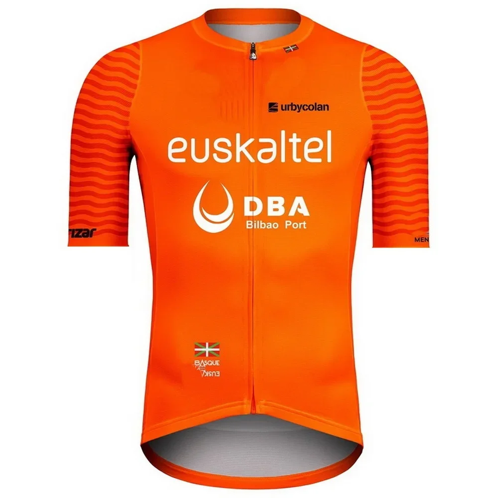 LASER CUT Euskaltel DBA Team Orange SHORT SLEEVE CYCLING JERSEY SUMMER CYCLING WEAR ROPA CICLISMO+BIB SHORTS