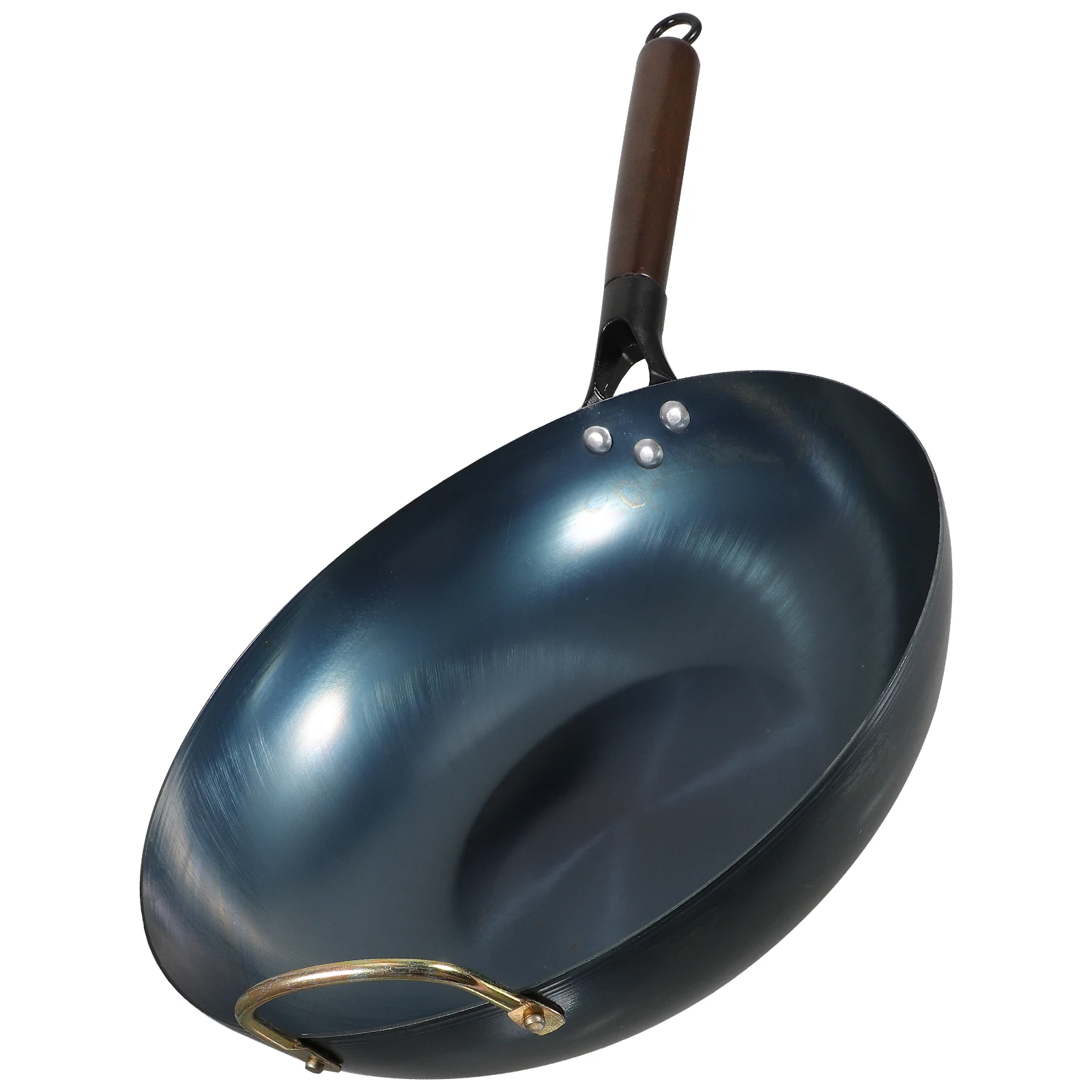 

Chinese Wok Sticky Smooth Frying Grilling Ideal Home Kitchen Camping Frying Pan BBQ Grilling Wok Wood Iron