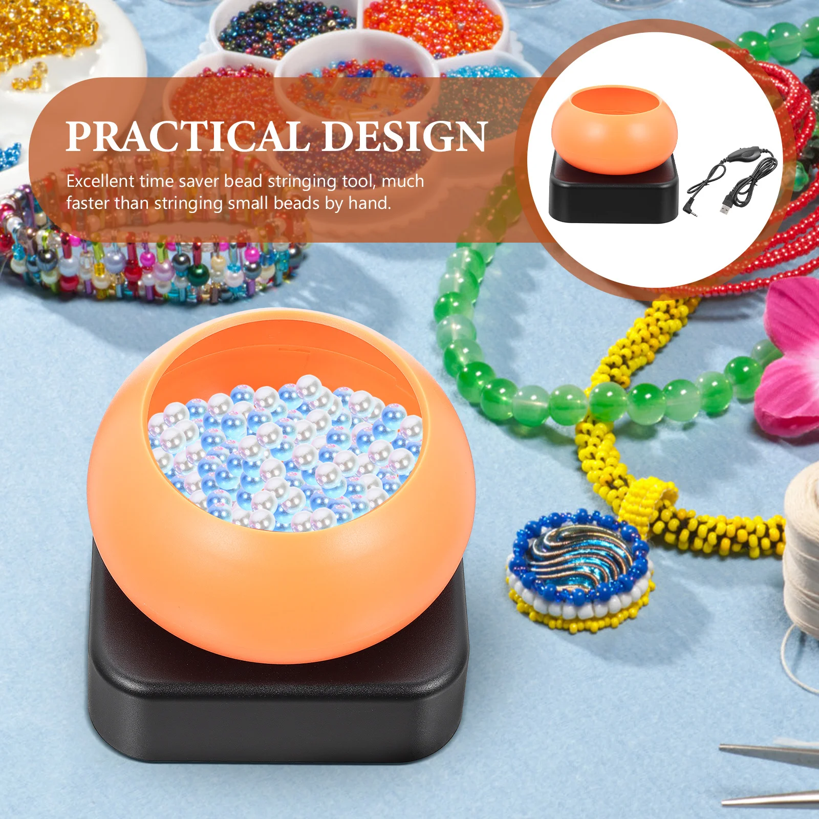 Macchina Automatica per Infilare Perline, Robusta Ciotola Rotante per Infilare Velocemente Piccole Perline, Strumento per Progetti Fai-da-Te con Ago