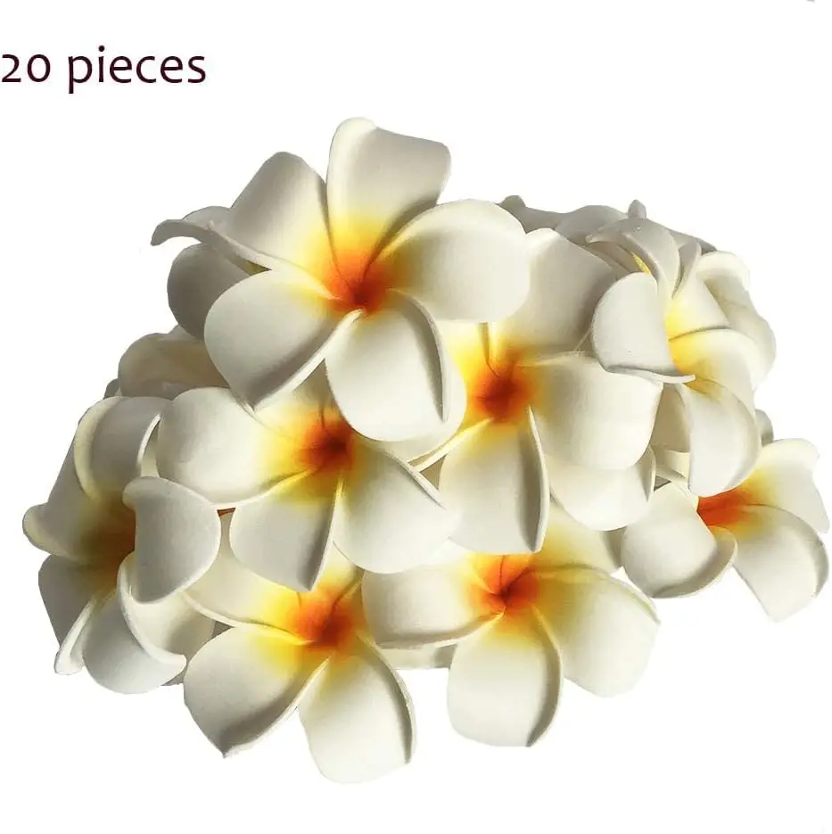 

20 Pieces White Water Floating Plumeria Artificial Flowers for Pool Decoration and Bathtub, Faux Frangipani, Fake Flowers for De