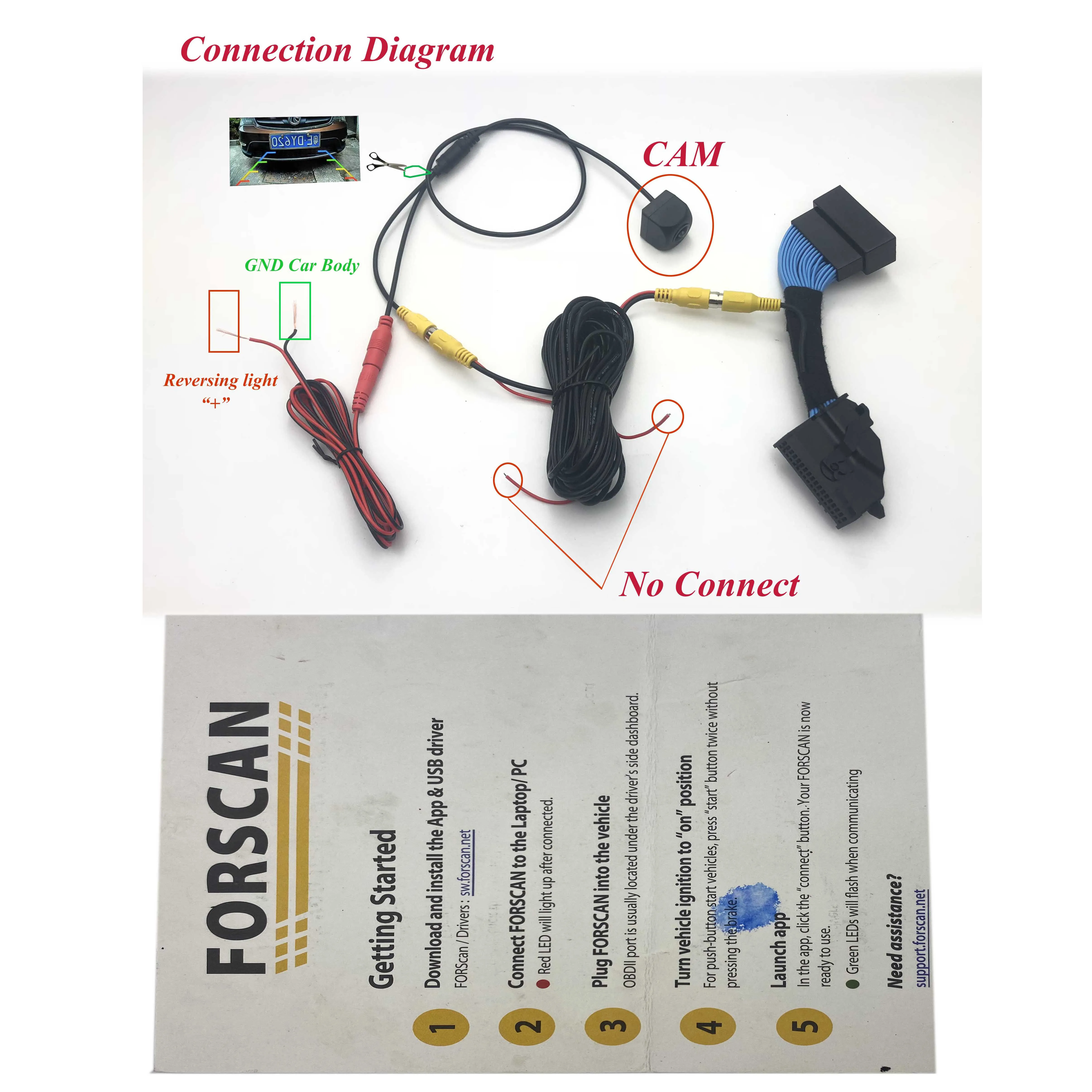 VKAUTO Reversing  Camera For Ford Puma 2019 2020 2021 2022 SYNC 3 add Backup Parking Reversing Camera kit CCD HD