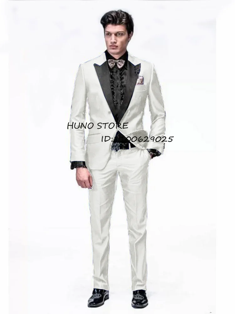 

Men's 2 Piece Set Suits Customized Slim Fit Lapel Collar Single Breasted Tuxedo Wedding Groomsmen Male Blazer