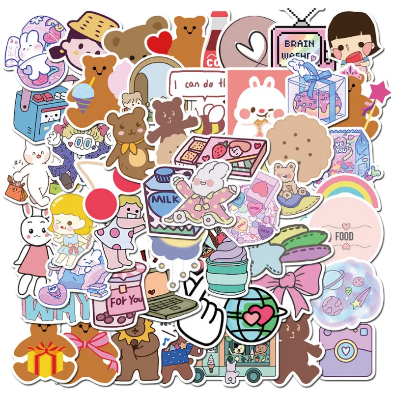 

10/30/50pcs Cute Girl Bear Graffiti Stickers Kawaii Cartoon Stickers Phone Christmas Gift Laptop Kids Toys Diy Luggage Stickers