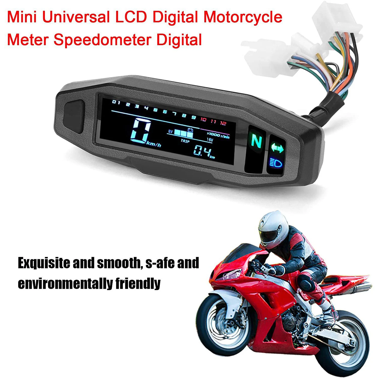 1x Universal Motorcycle Digital Speedometer Tachometer Odometer Rpm Fuel Injection Carburetor Accessories Meter Lcd Digital Dash