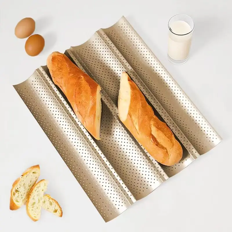 Hot 2/3/4 Slot French Bread Pastry Baking Mold Metal Non-stick Thick Sturdy Cake Template Tool Kitchen Accessories With Air Vent
