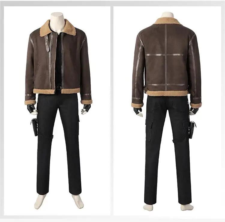 Game Remake Leon S. Kennedy Cosplay Costume Leon Workwear Jacket Pants Full Set Custom Made For Men Halloween Costumes