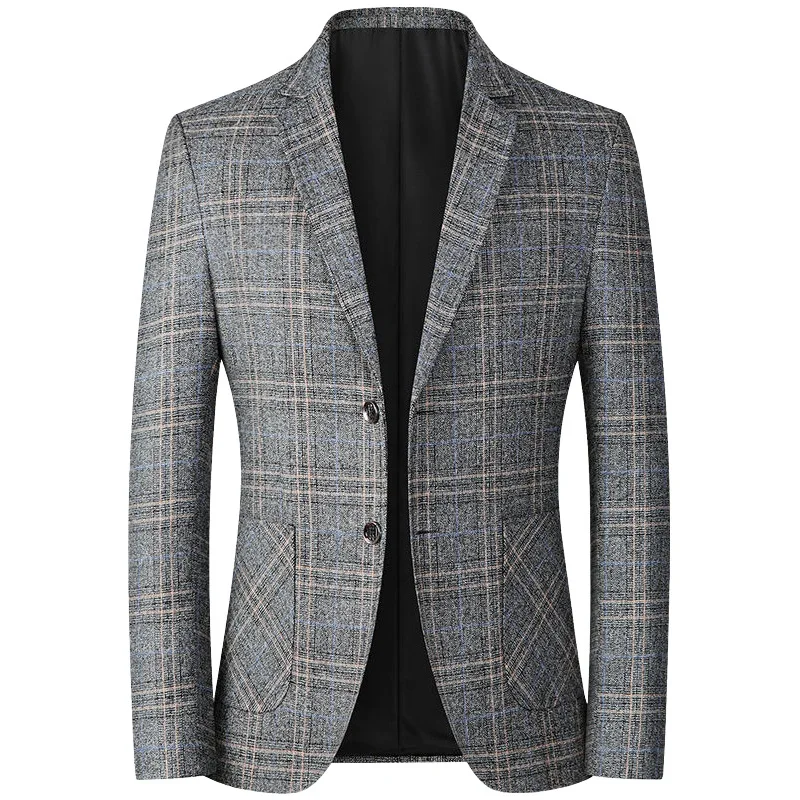 Men Plaid Blazers Jackets Business Casual Suits Coats High Quality Male Slim Fit Blazers Jackets New Spring Thin Blazers Coats 4