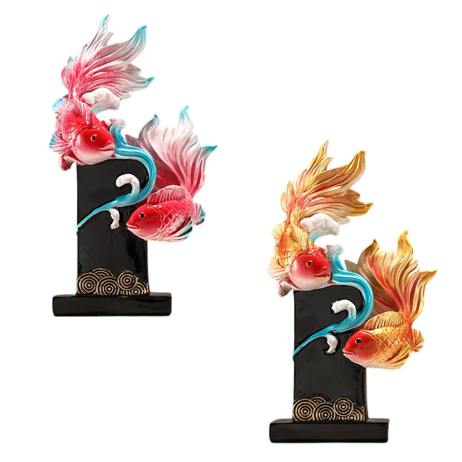 Koi Fish Sculpture Collection Tabletop Ornament for Desk Bedroom Bookshelf