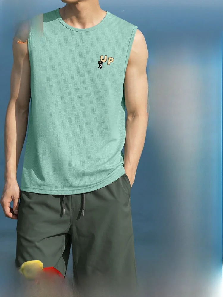 

Спортивный комплект Jeanswest Quick Dry для мужчин: летний жилет и шорты из ледяного шелка с охлаждающим эффектом для старшеклассников, для бега и фитнеса