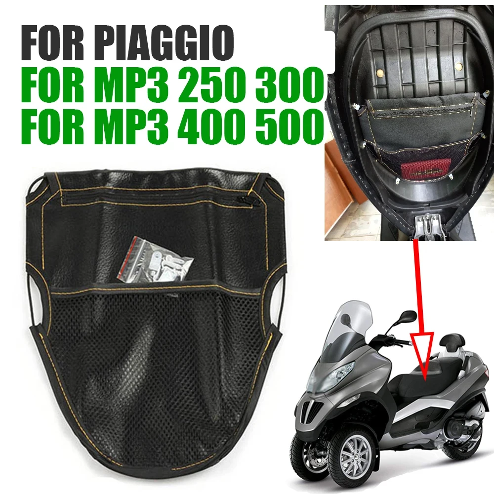 Bolsa de almacenamiento de cuero para motocicleta PIAGGIO MP3 250 MP3 300 MP3 400 MP3, accesorios debajo del asiento, bolsa de herramientas, piezas