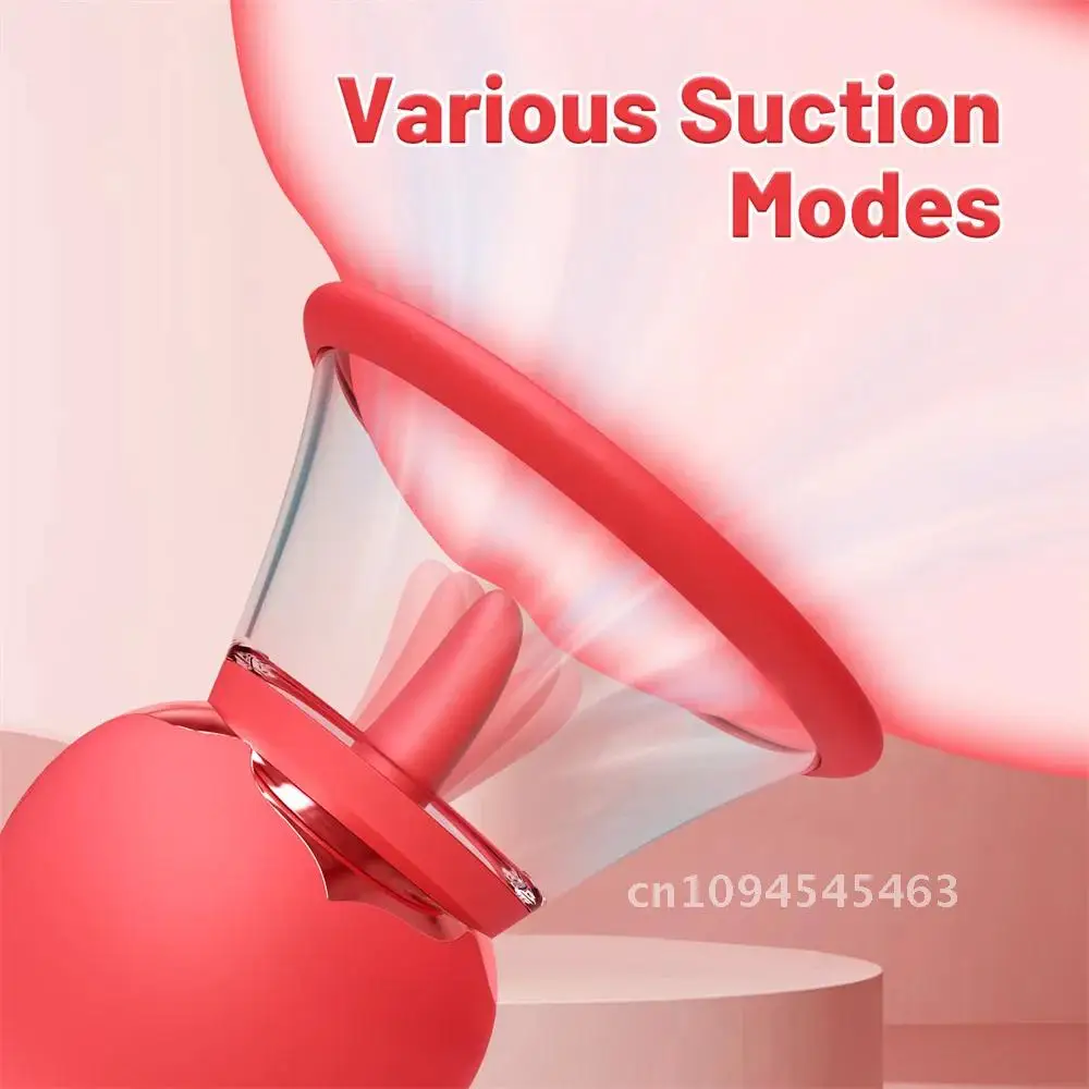 Rose Tongue Licking Cup Sucking Clit Clitoris Dildo Nipple Pussy Stimulator Silicone Adult Sex Toys For Women Couple Joinjjtoy