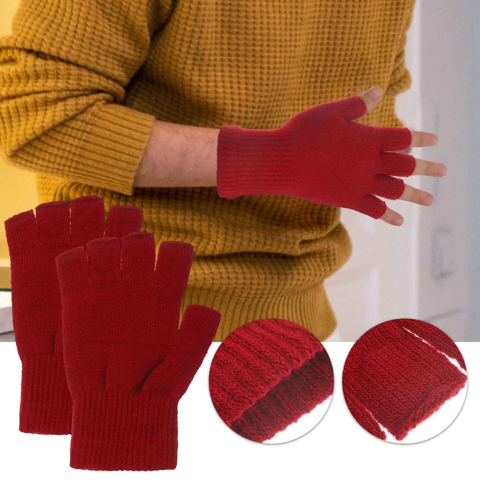 4 Paar Halbfinger-Handschuhe für Damen, warm, für kaltes Wetter im Freien, fingerlos, gestrickt für Mädchen