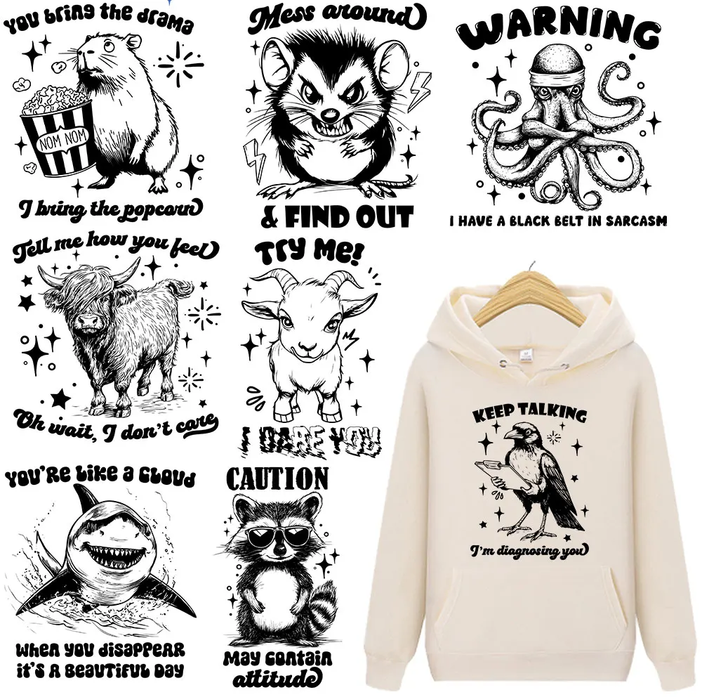 

Animal Themed Iron on Patches Shark Butterfly DIY Heat Transfer Decals for Clothing Craft Gift