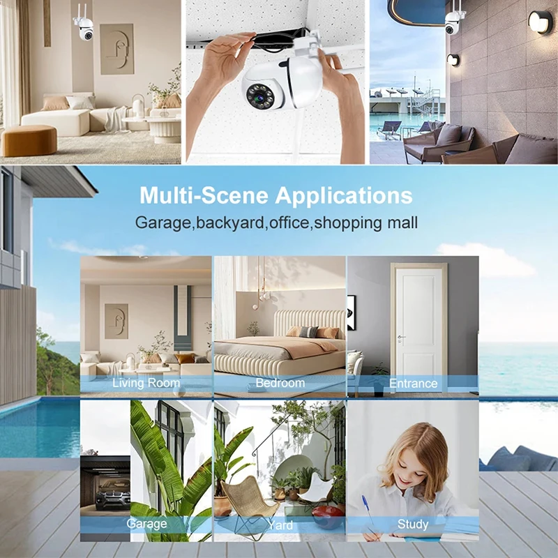 8MP Wifi IP Outdoor Wireless Security Surveillance PTZ Camera 4X Zoom Cameras AI Human Tracking Two-way Audio HD Night Color Cam