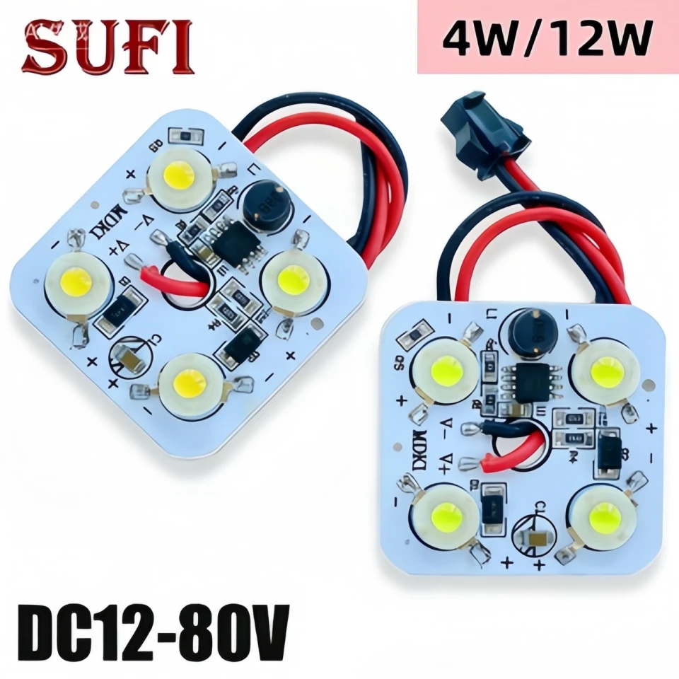 

DC12-80V High Power Light Beads 4W 12W Aluminum Base Plate With Wire Light Source White Red Green Blue LED Chip For DIY Lighting
