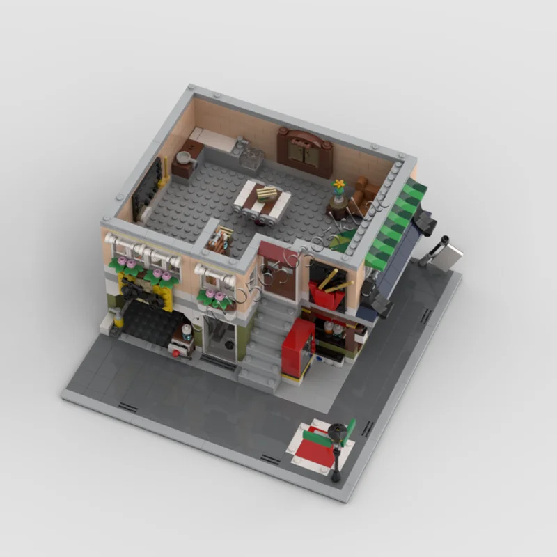 Blocs de construction modulaires de nouilles et de vélos MOC City Street Views, 1462 pièces, assemblage éducatif, jouets pour enfants, cadeaux de noël