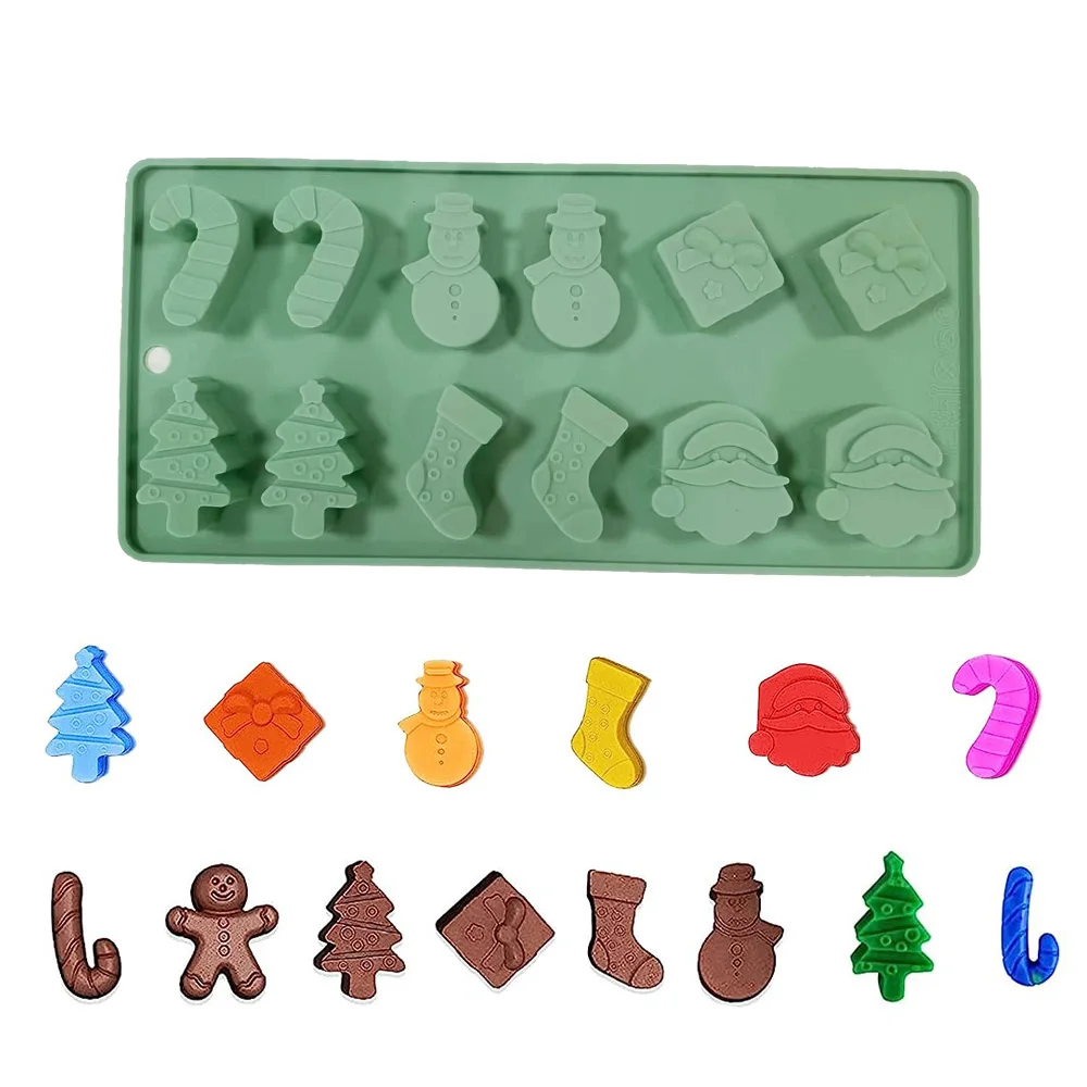 Christmas Chocolate Molds Silicone Non-Stick Chocolate Molds Food Grade Silicone Molds Easy to Use for Chocolate Candy Ice Cubes