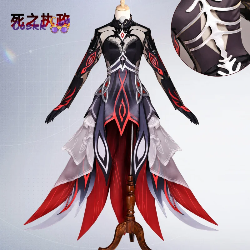 Игра Genshin Impact Ронав Косплей Костюм Линейка Смерти униформа Реквизит Экипировка Парик Хэллоуин Вечеринка Взрослых Женщин Карнавальный Комплект