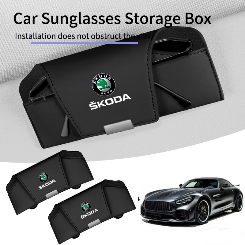 

Magnetic Car Visor Glasses Holder Case Sunglasses Storage Box Accessories For Skoda Octavia Rapid Kodiaq Superb Derivative Karoq