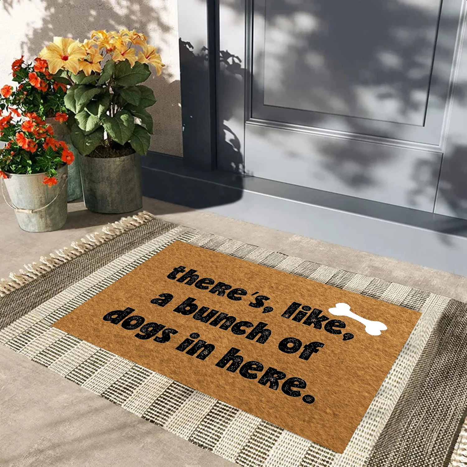 

Funny Door Mat ,There's Like A Bunch of Dogs in Here, Designed Non-Slip Doormat,18 by 30 Inch Non-Woven