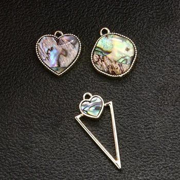 트렌디한 천연 전복 바다 조개 참, 하트 네잎 클로버, 삼각형 Paua, DIY 목걸이, 펜던트 귀걸이, 당천사 쥬얼리 찾기 