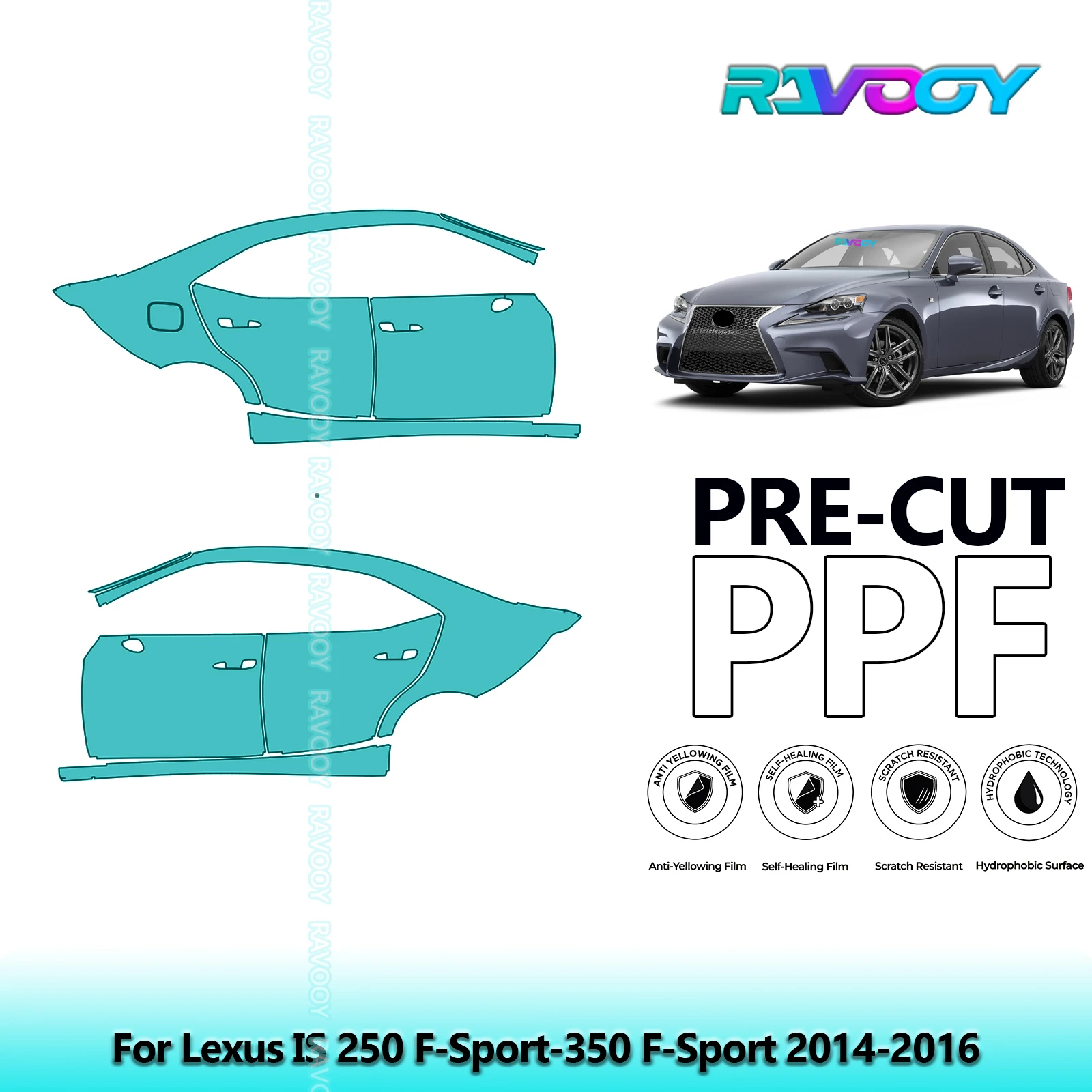 

For Lexus IS 250 F-Sport-350 F-Sport 2014-2016 8.5mil Pre-Cut PPF Door & A/B Pillar Kit TPU Paint Protection Film Set