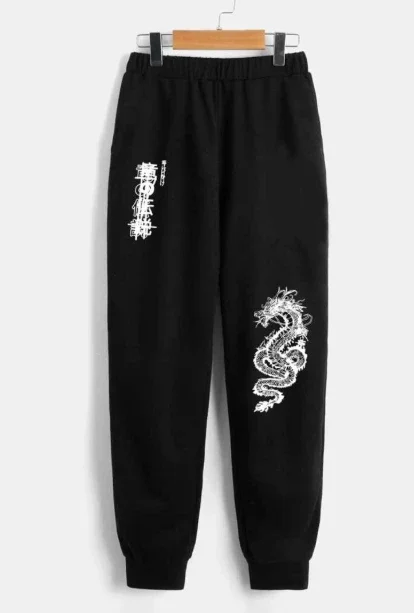 

Longtu print men's casual pants Oriental style Summer2025 trend streetwear cotton trousers