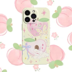 Peach Dog Cartoon Manga Phone Case for IPhone 15 14 11 12 13 Pro Max 12 13 Mini Fun Korean Cute Phone Case for IPhone XR XS MAX