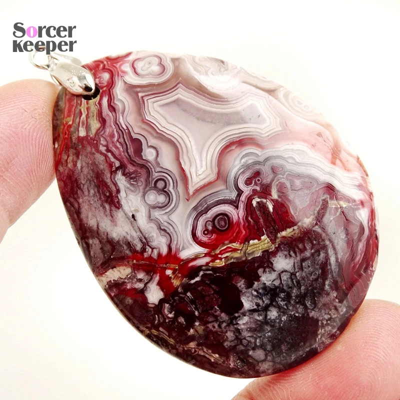 Women & Men Fashion Jewelry Geometric Pendant Necklace With Chain Wholesale Natural Mexico Agate Stone for Jewelry Making BQ492