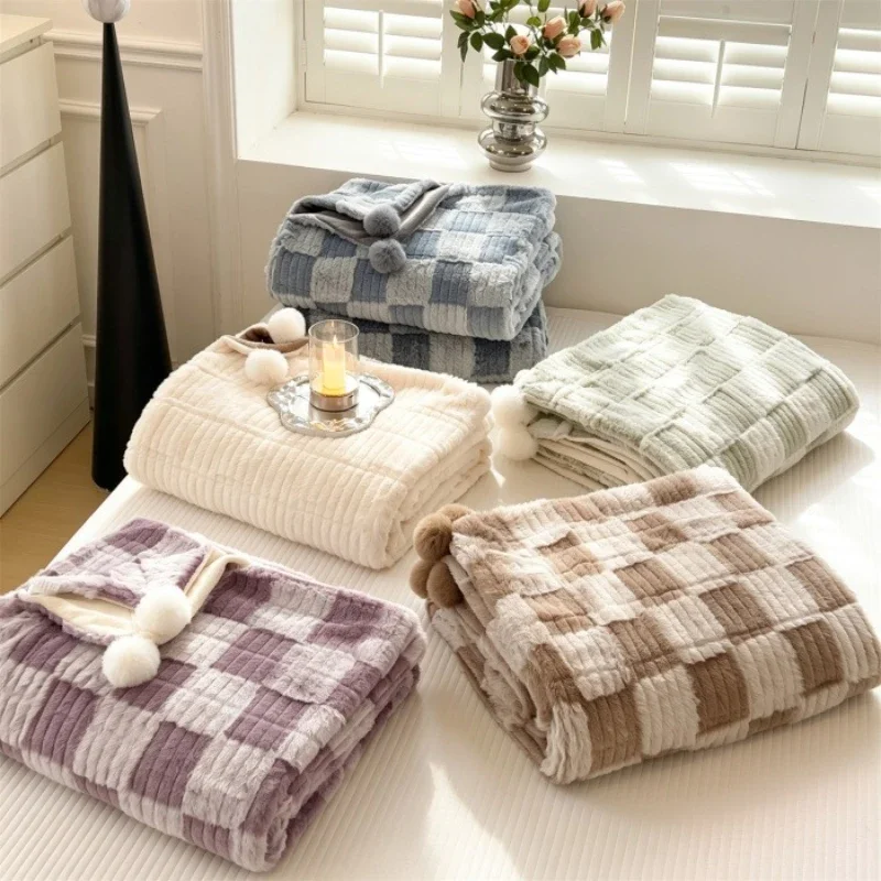 Thick Double Sided Heavy-duty Blanket New Wool Ball Decorative Multifunctional Household Items Office Travel Sofa Knee Blankets
