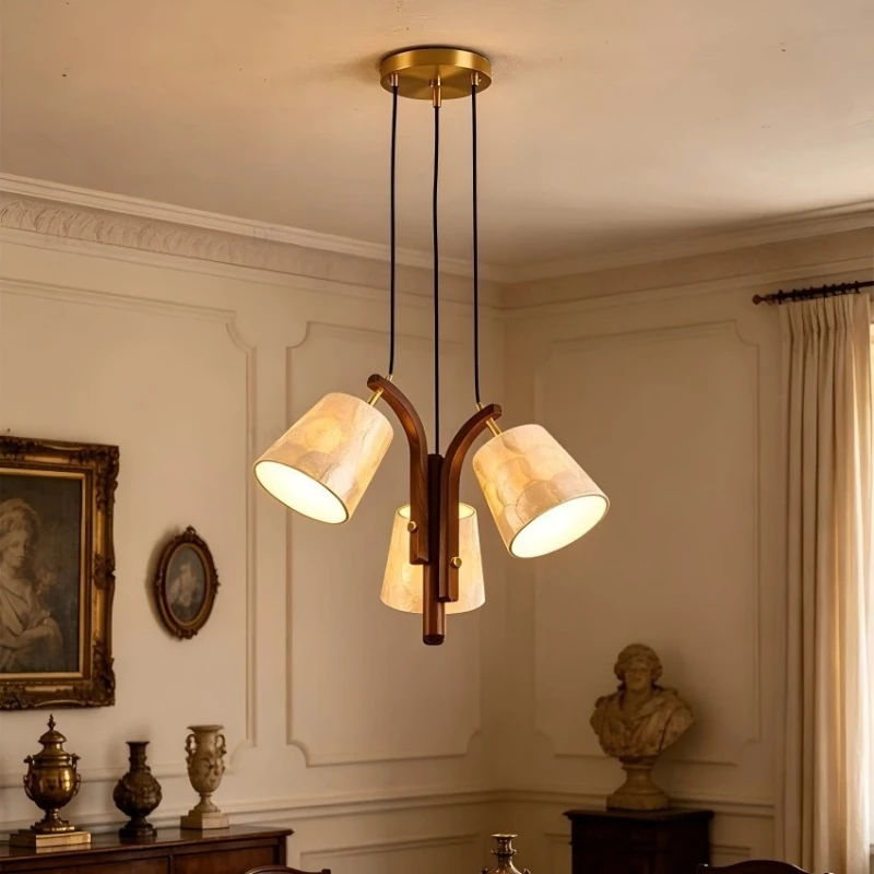 French Vintage Solid Wood Pendant Lights Designer Creative Hanging Lamp Living Room Restaurant Bedroom High End Atmosphere Decor