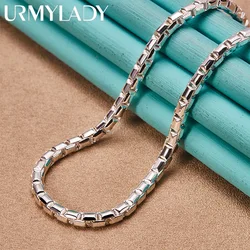 URMYLADY 925 Sterling Silver 4mm Joint Chain 18 Inch Charm Necklace For Man Women Wedding Fashion Party Gift Jewelry