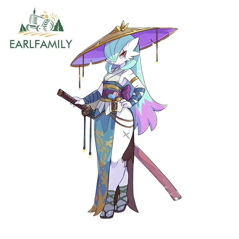 EARLFAMILY Furry Samurai Car Stickers Amusing Eye-Catching Windshield Decal Occlusion Scratch Waterproof Racing Accessories