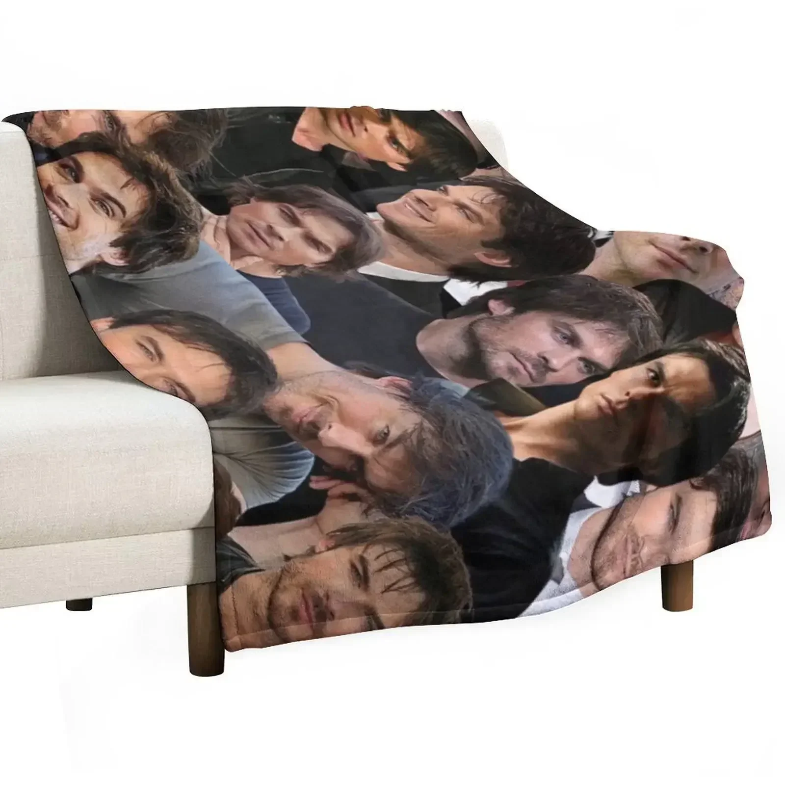 ian somerhalder photo collage Throw Blanket for sofa Sofas Decoratives Thermals For Travel Vintage Sleeping Bag Blankets