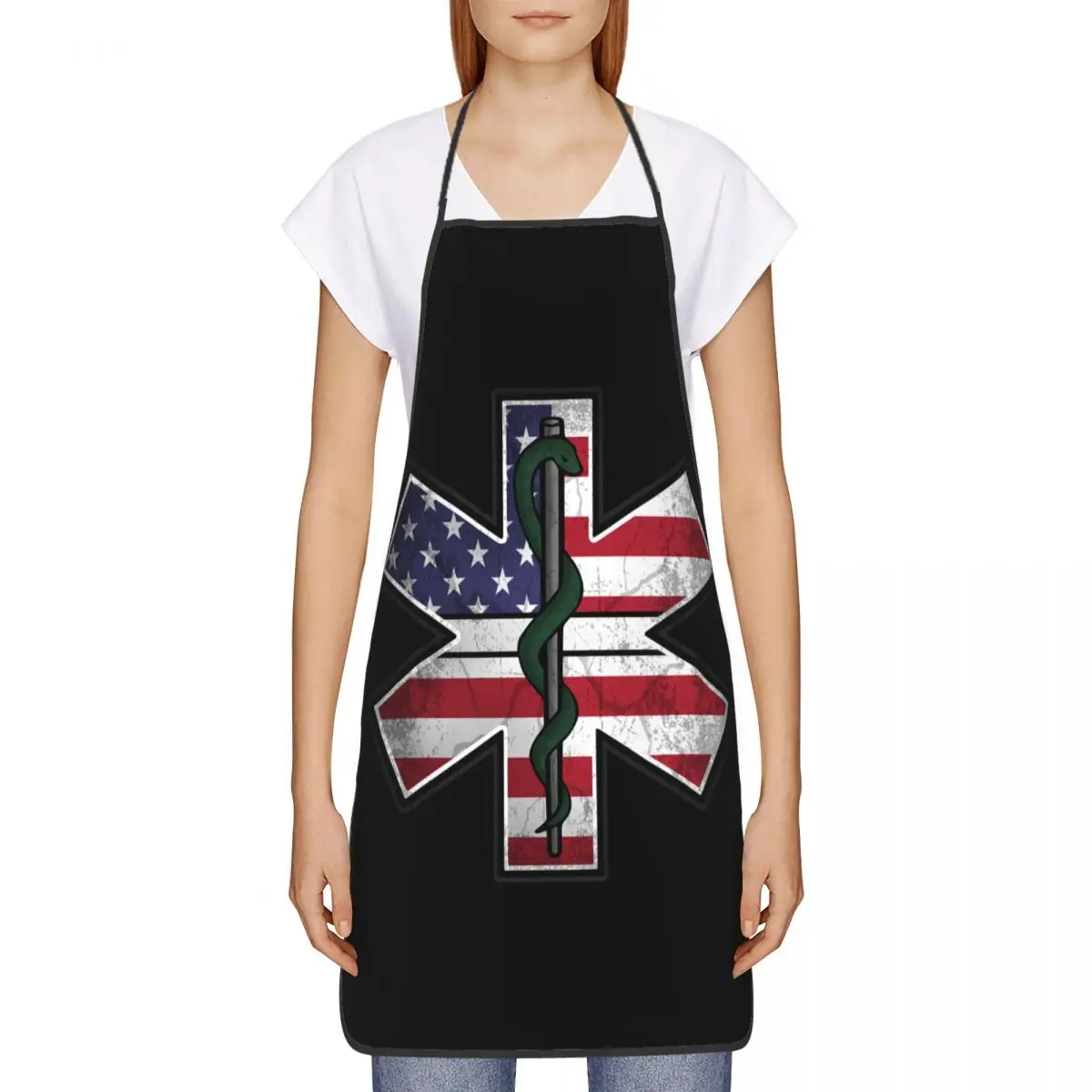 Funny Star Of Life Bib Aprons Women Men Unisex Kitchen Chef Emt Paramedic Medical Tablier Cuisine for Cooking Baking Gardening