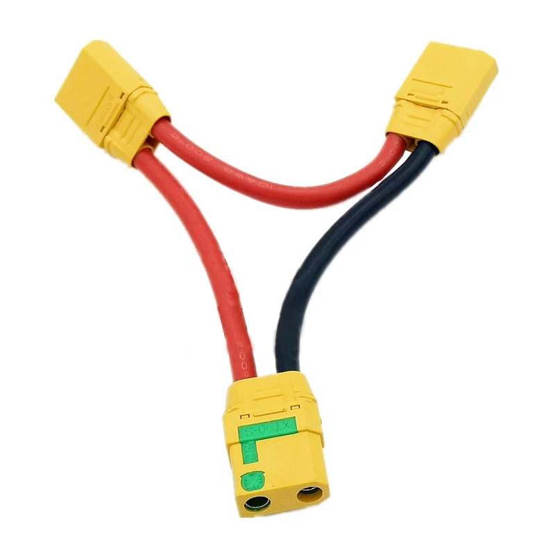 1PCS XT90-S Adapter Cable One Female to Two Male Connector Series Connection 10AWG Silicone Wire Anti Ignition Plug for RC Model