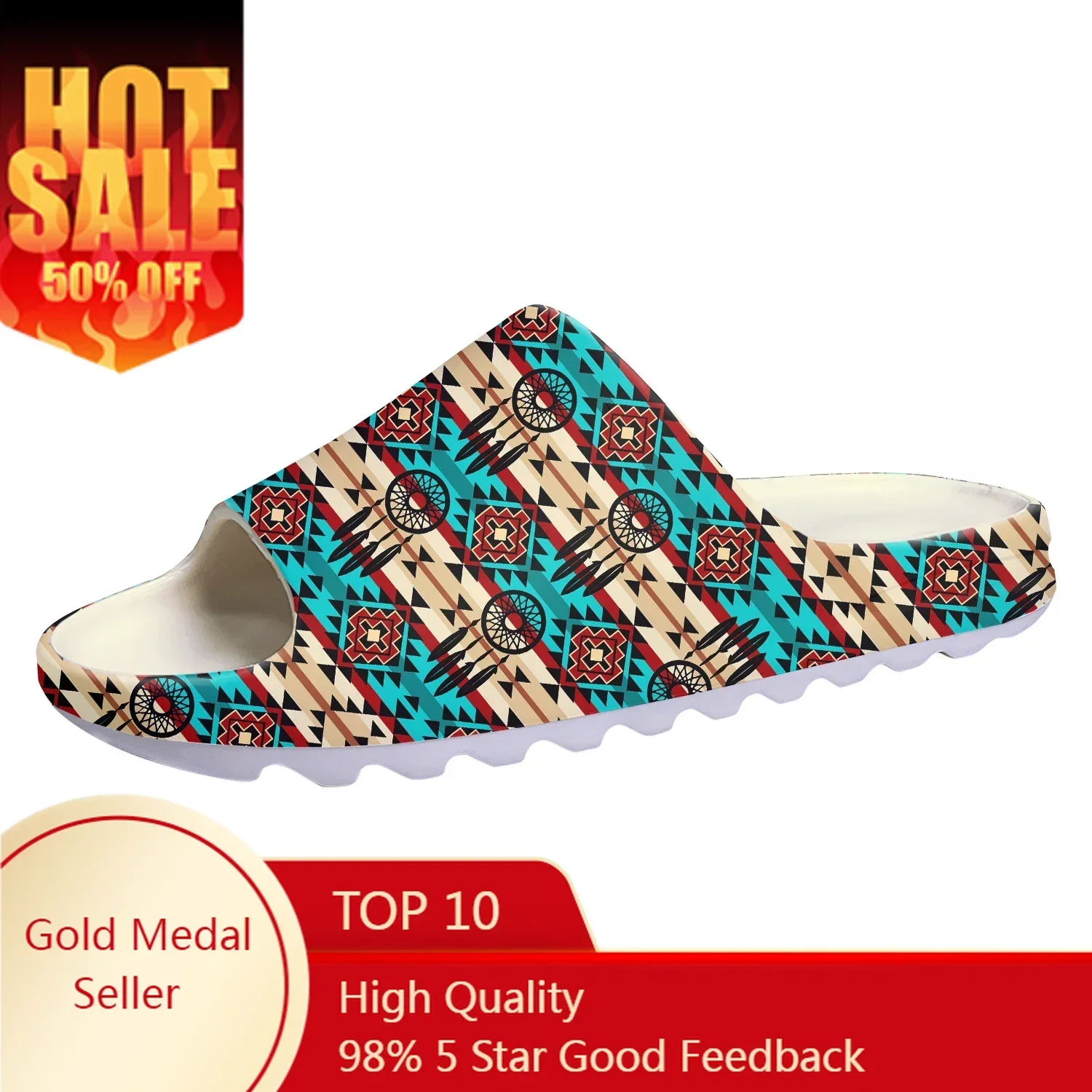 

Ethnic Tribal Aztec Pattern Soft Sole Sllipers Home Clogs Customized Water Shoes Mens Womens Teenager Stepping on Shit Sandals