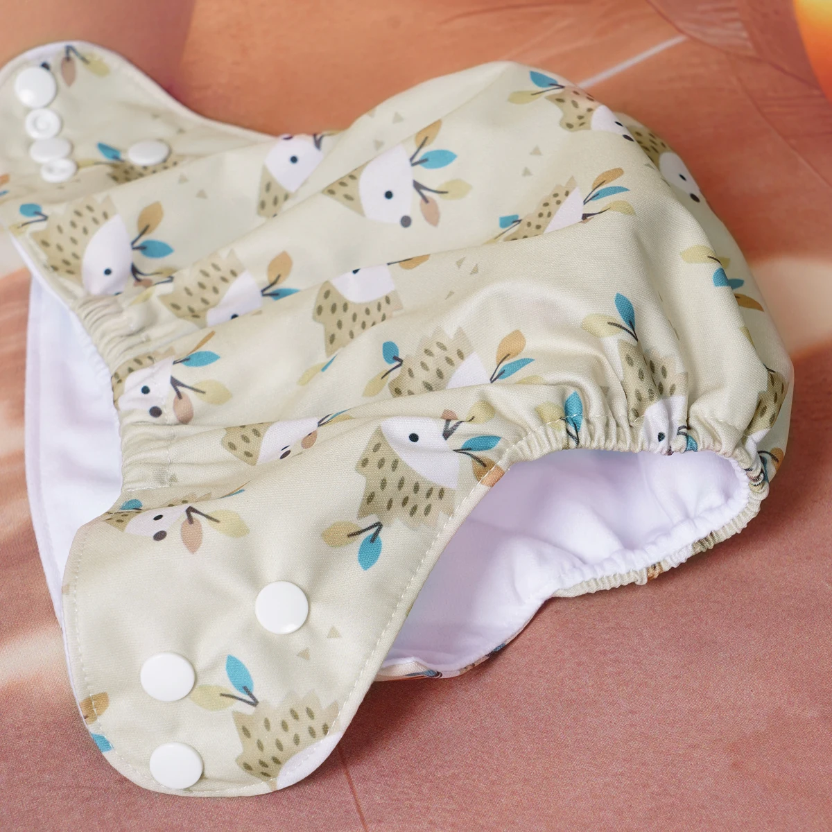 HappyFlute New Full Print 3 Piece Set Pocket Diaper Suede Cloth Inner Reusable Absorbent Ecological Adjustable Baby Nappy Cover