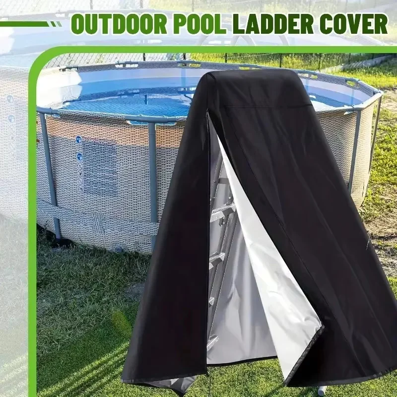 

Heavy-Duty Black Outdoor Ladder Cover-Adjustable,UV-Resistant Fabric Pool Stairs,Fits Most Ladders