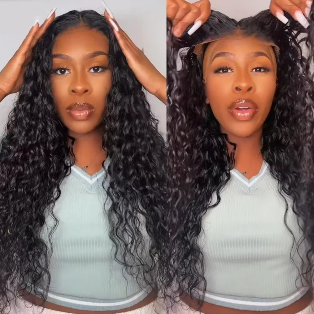 

4x4 Hd Closure Lace Wig Human Hair Pre Plucked 5x5 Curly Wig 40 Inch Deep Wave Frontal Wig Water Wave Lace Front Brazilian Wig