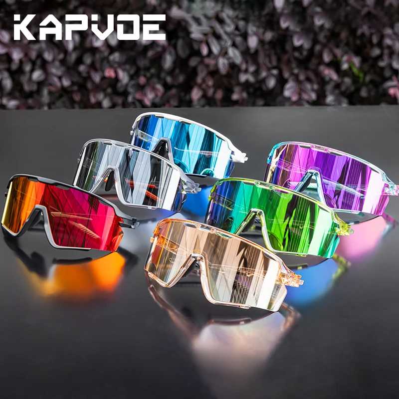 Kapvoe 3lens Cycling Glasses for Men MTB Sunglasses Mountain Bike Bicycle Eyewear Women Sports Goggles Road Speed Skating