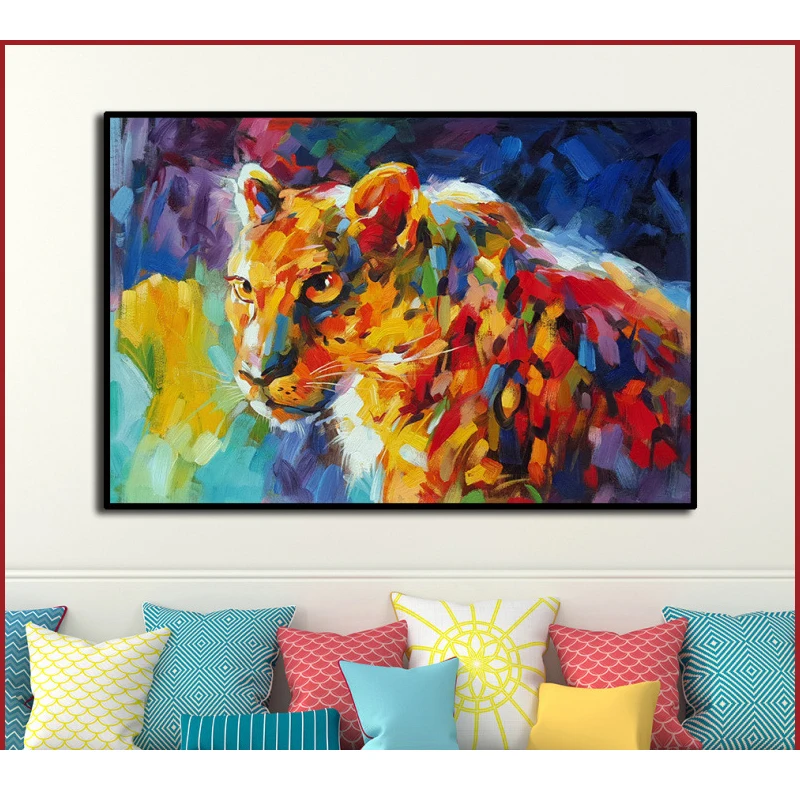 Animal Hand-painted Oil Painting Cheetah Home Decoration Mural Wall Painting Modern Home Decoration Painting Room Decoration