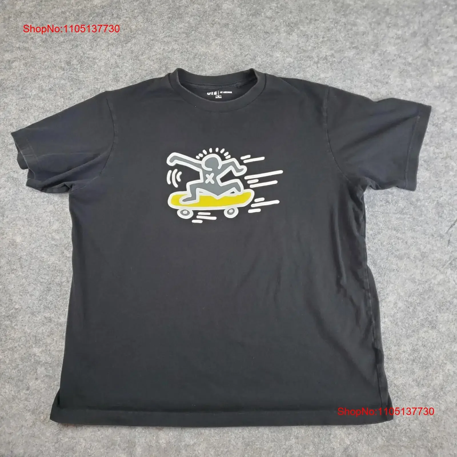 UT Archive تي شيرت رجالي كبير جدًا أسود برقبة دائرية قابل للتمدد عتيق مغسول للجنسين ممتد مريح ومتعدد الاستخدامات كاجوال #1