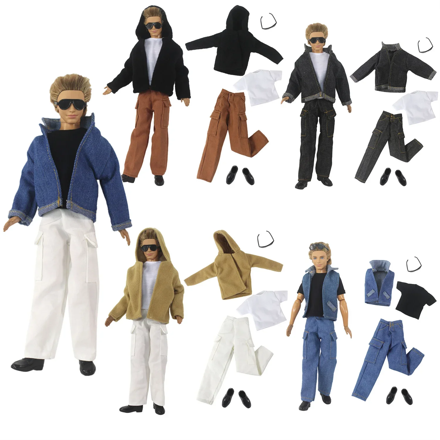 1 Set Doll Clothes Denim Clothing Outfit for 12 inch Ken Doll Many Style for Choice