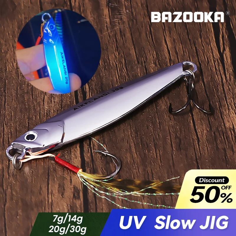 

Bazooka Slow Jig Spoon Jigging Fishing Lure Hard Lead Metal Sinking Jighead Bionics Saltwater Boat Bass Trout Pike Shore Winter