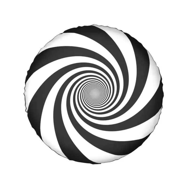 Black And White Geometry Spiral Spare Tire Cover for Suzuki Mitsubish Geometric SUV RV Trailer Car Wheel 14