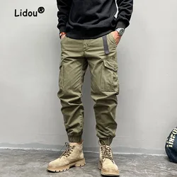 Pantalon Cargo ample pour hommes, couleur unie, grande poche, bouton, mode homme, nouveau classique, Street, décontracté, Bind One's Feet