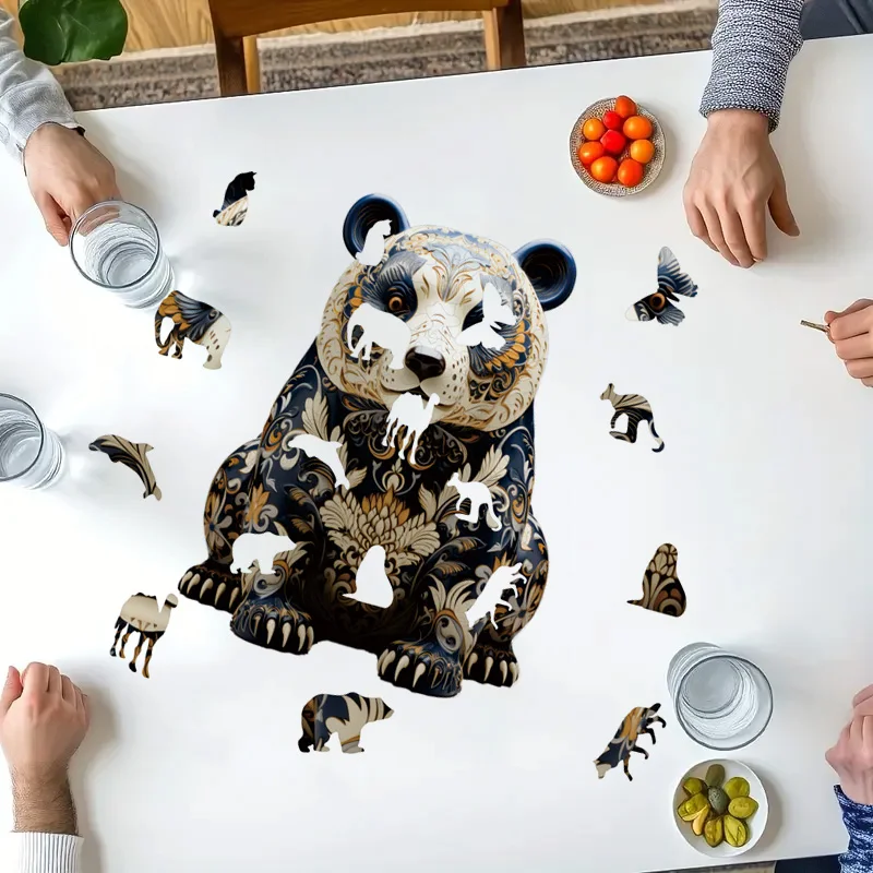 Panda-Holzpuzzles für Erwachsene, Jugendliche, Familie, tierförmiges Naturholzpuzzle, bestes Weihnachtsgeschenk und Familienspiele Magie