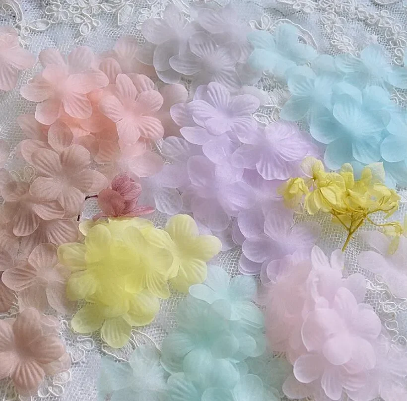 

100 PCs/Lot 3D Tulle Flower Petals for Bride, Wedding Veil, Decoration Flower Doll, Handmade Flower Fabric, DIY Accessories