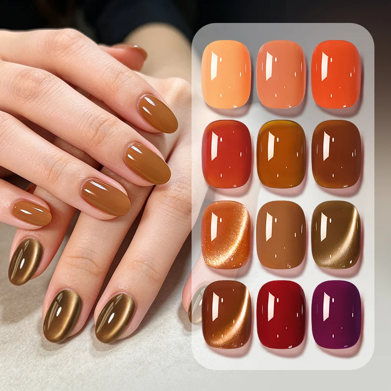 BORN PRETTY 12 Colors Autumn Gel Polish Brown Yellow Chocolate 10ml Glossy & Matte Finish UV/LED Soak Off Glass Bead Nail Art view 2